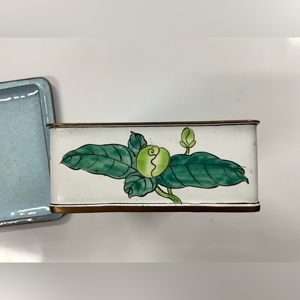 Magnolia 🌿 Asian Cloisonné Beautiful Enamel Trinket Box - Picture 7 of 14